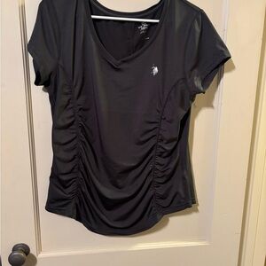 U.S. Polo Assn. Black Ruched Polo T-Shirt